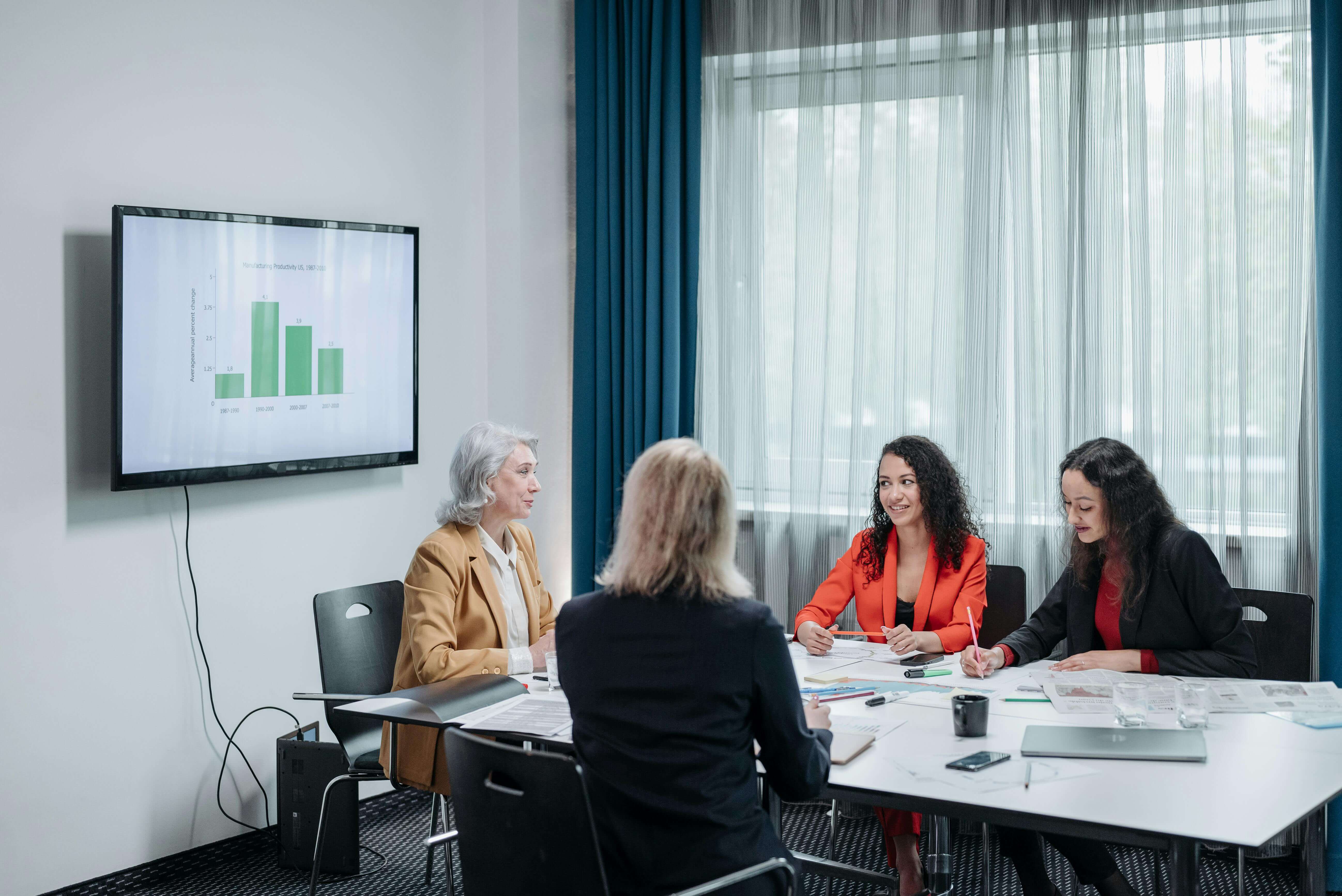 women discussing about project